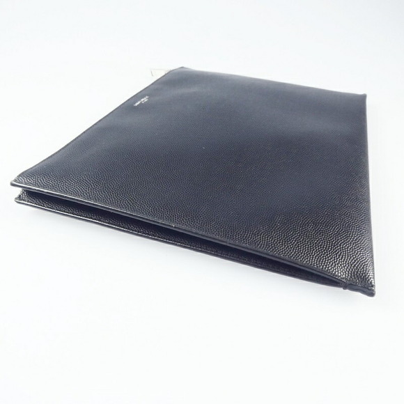 SAINT LAURENT Clutch Bag Grain Textured Leather Black - Picture 6 of 15